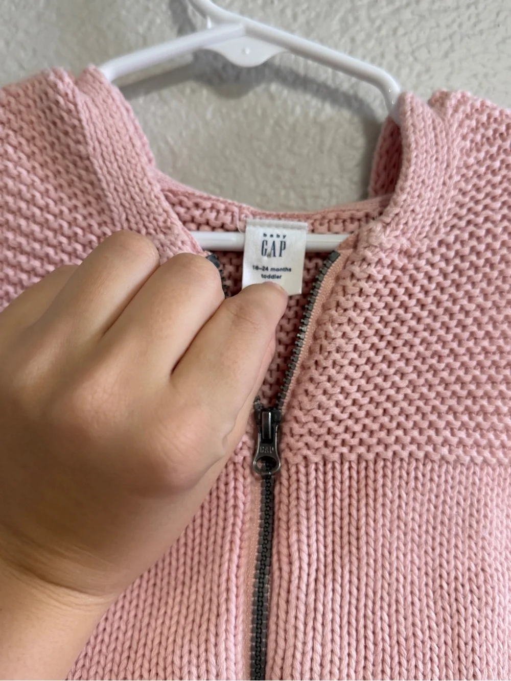 GAP Pink Knit Zip-Up Girls Sweater